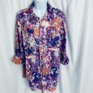 Relativity Lightweight Button Down Top Size 1X